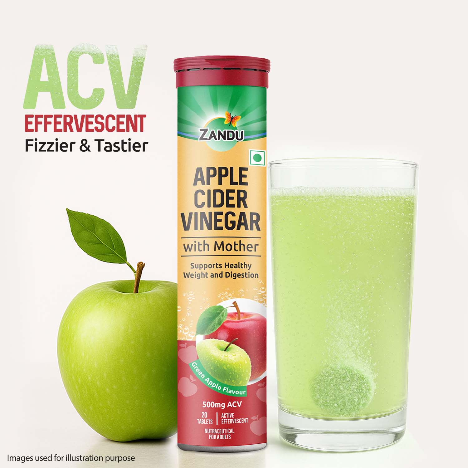 Zandu Apple Cider Vinegar (ACV) Effervescent Tablets - Image 2