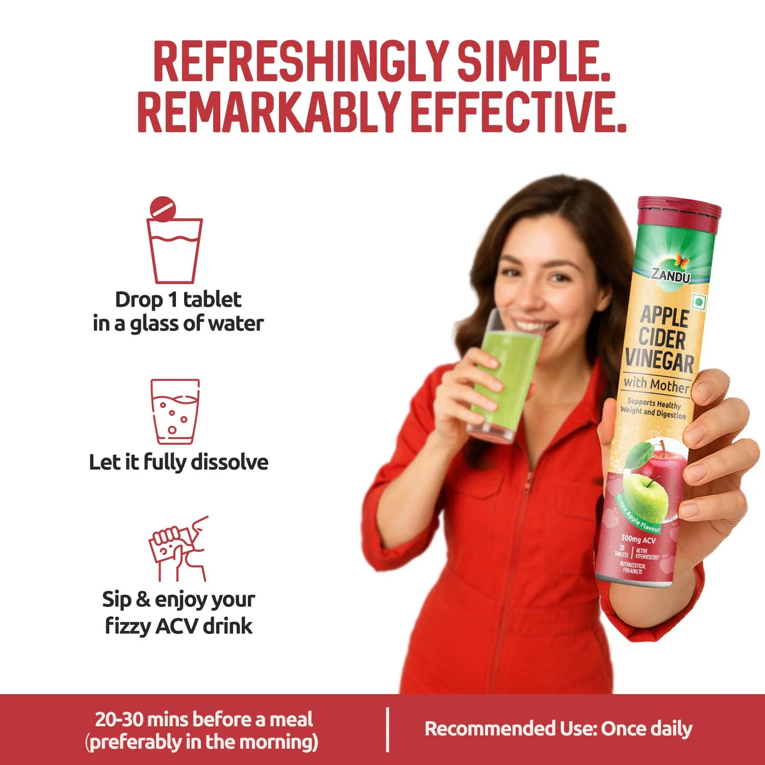 Zandu Apple Cider Vinegar (ACV) Effervescent Tablets - Image 5