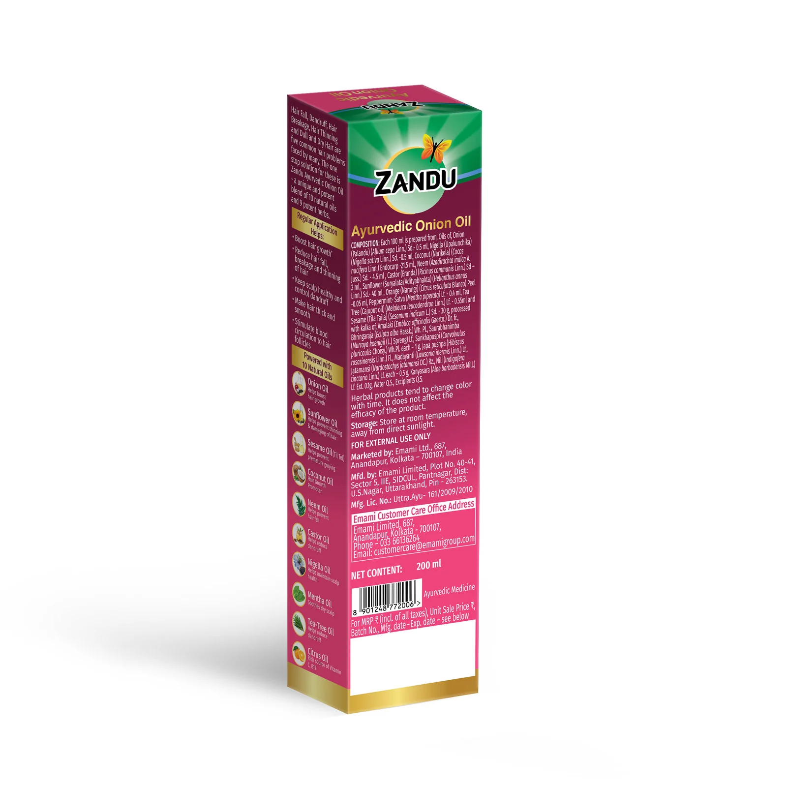 Zandu Ayurvedic Onion Hair Oil (200 ml) - Image 12