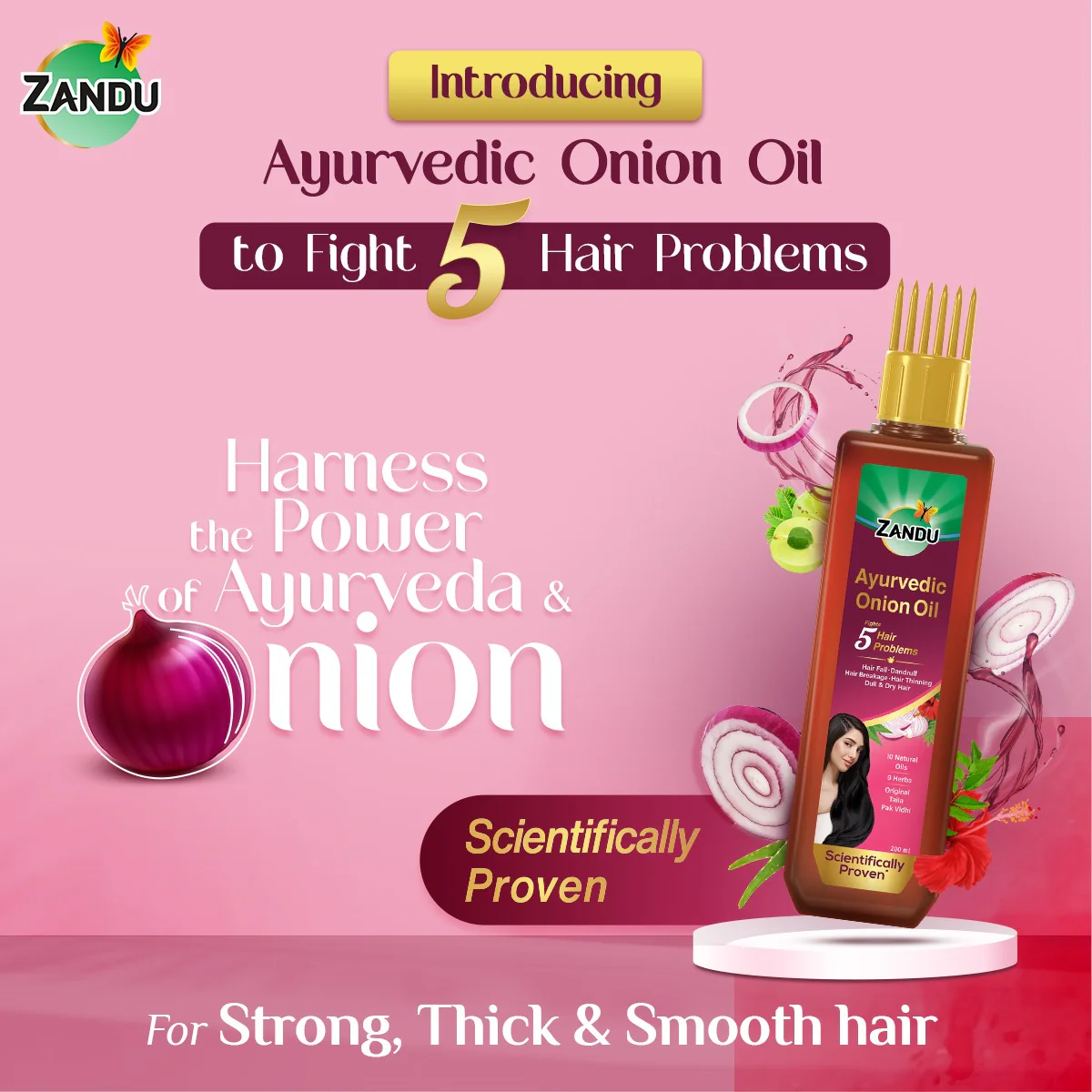 Zandu Ayurvedic Onion Hair Oil (200 ml) - Image 3