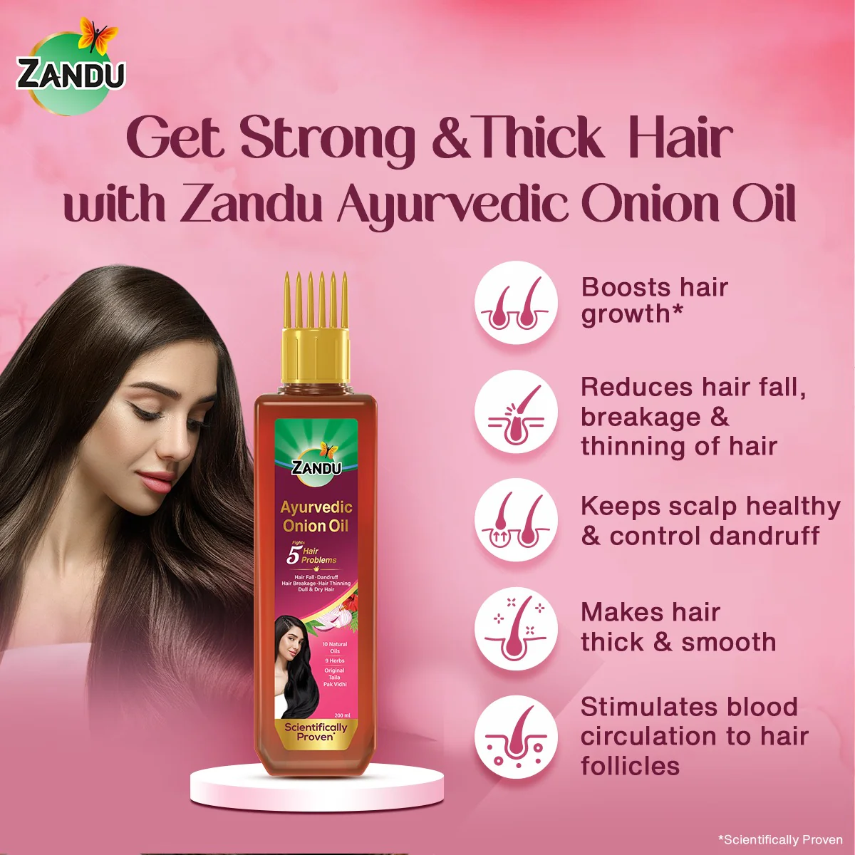 Zandu Ayurvedic Onion Hair Oil (200 ml) - Image 6