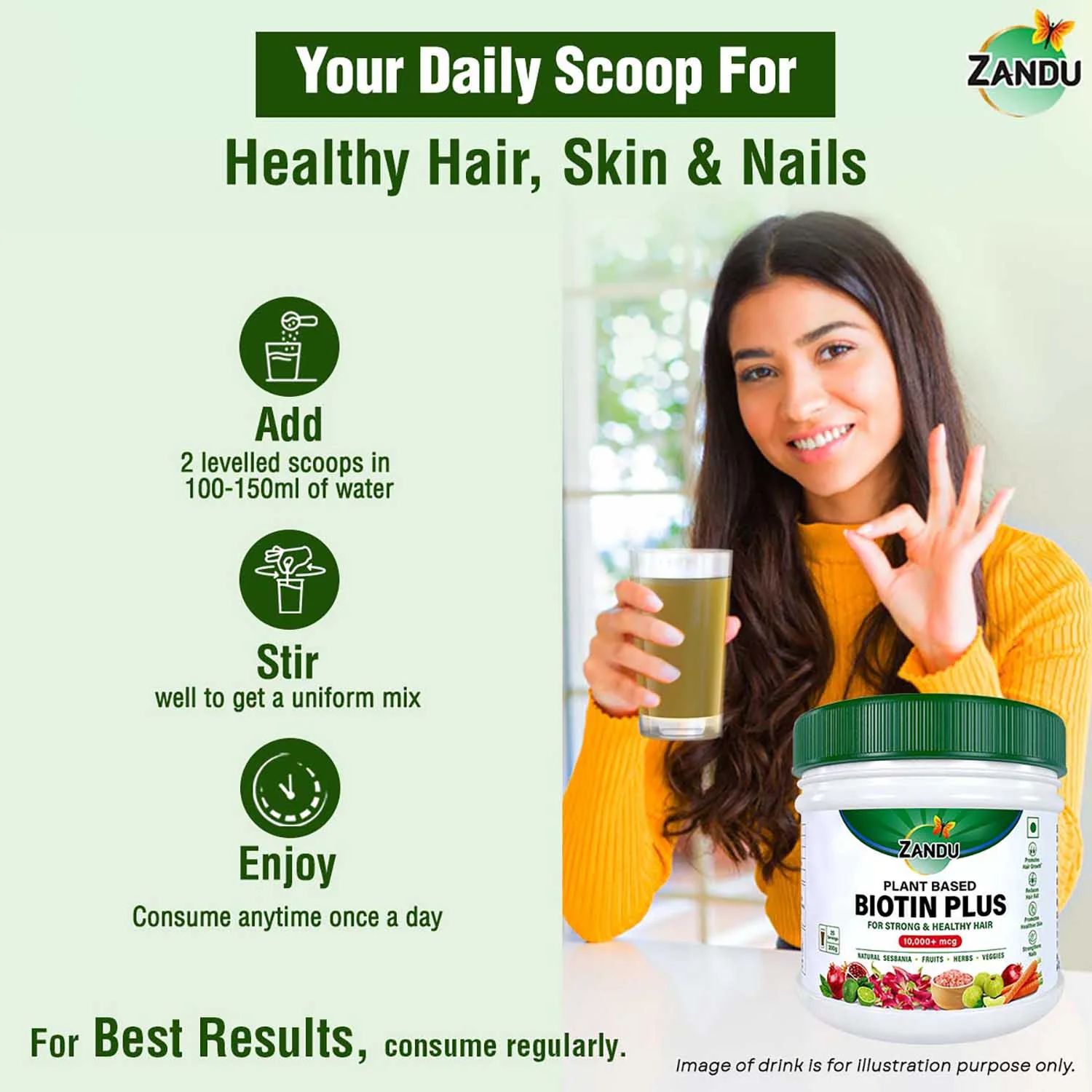 Zandu Plant Based Biotin Plus Powder (200g) - Image 7