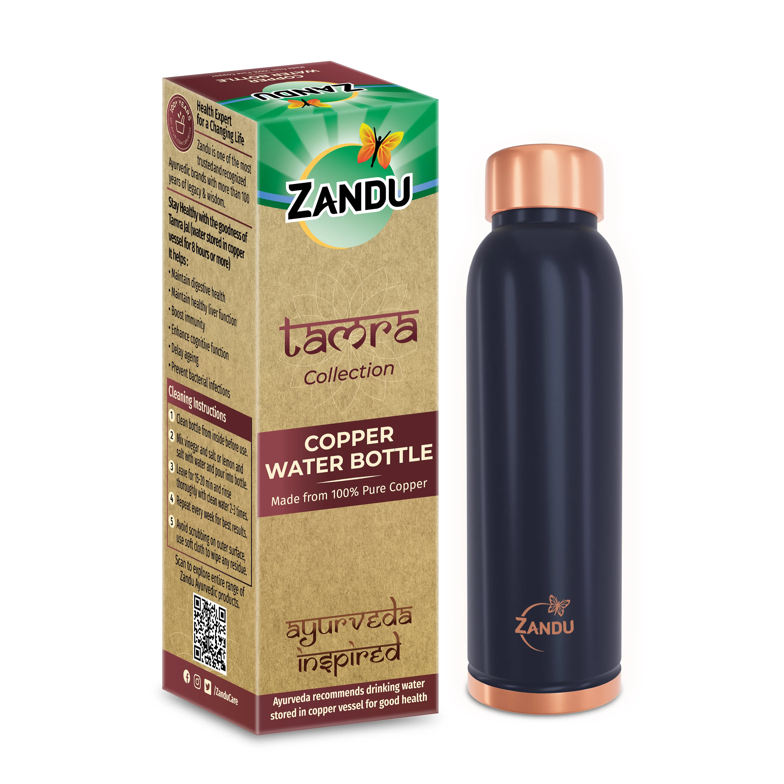 Zandu Copper Water Bottle - Image 16
