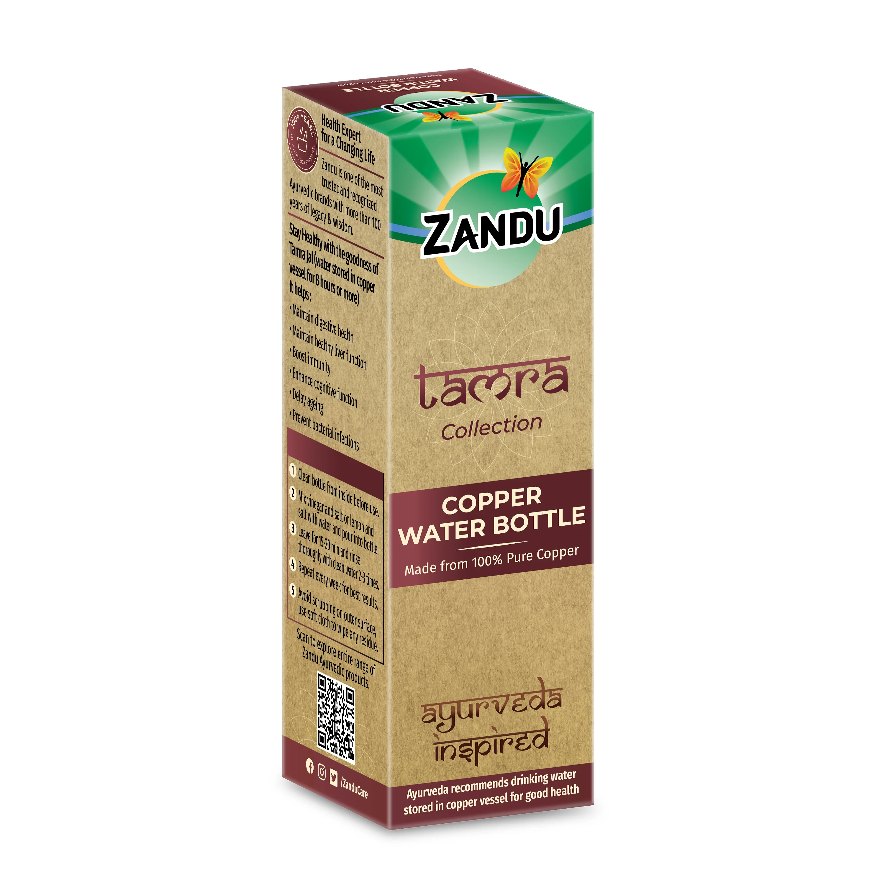 Zandu Copper Water Bottle - Image 20