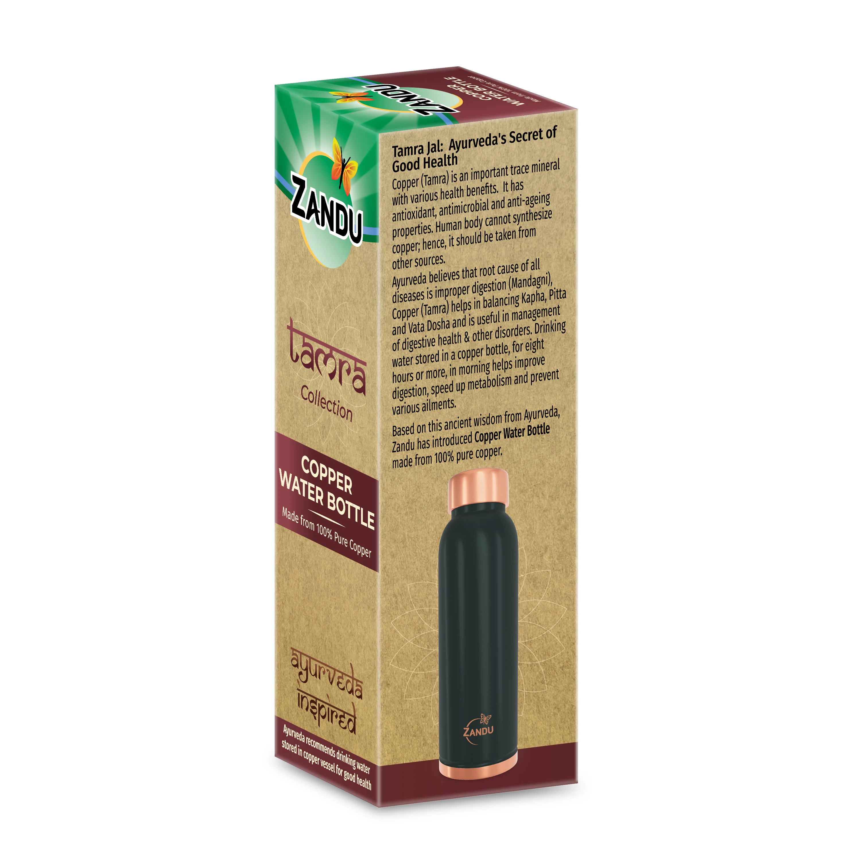 Zandu Copper Water Bottle - Image 21