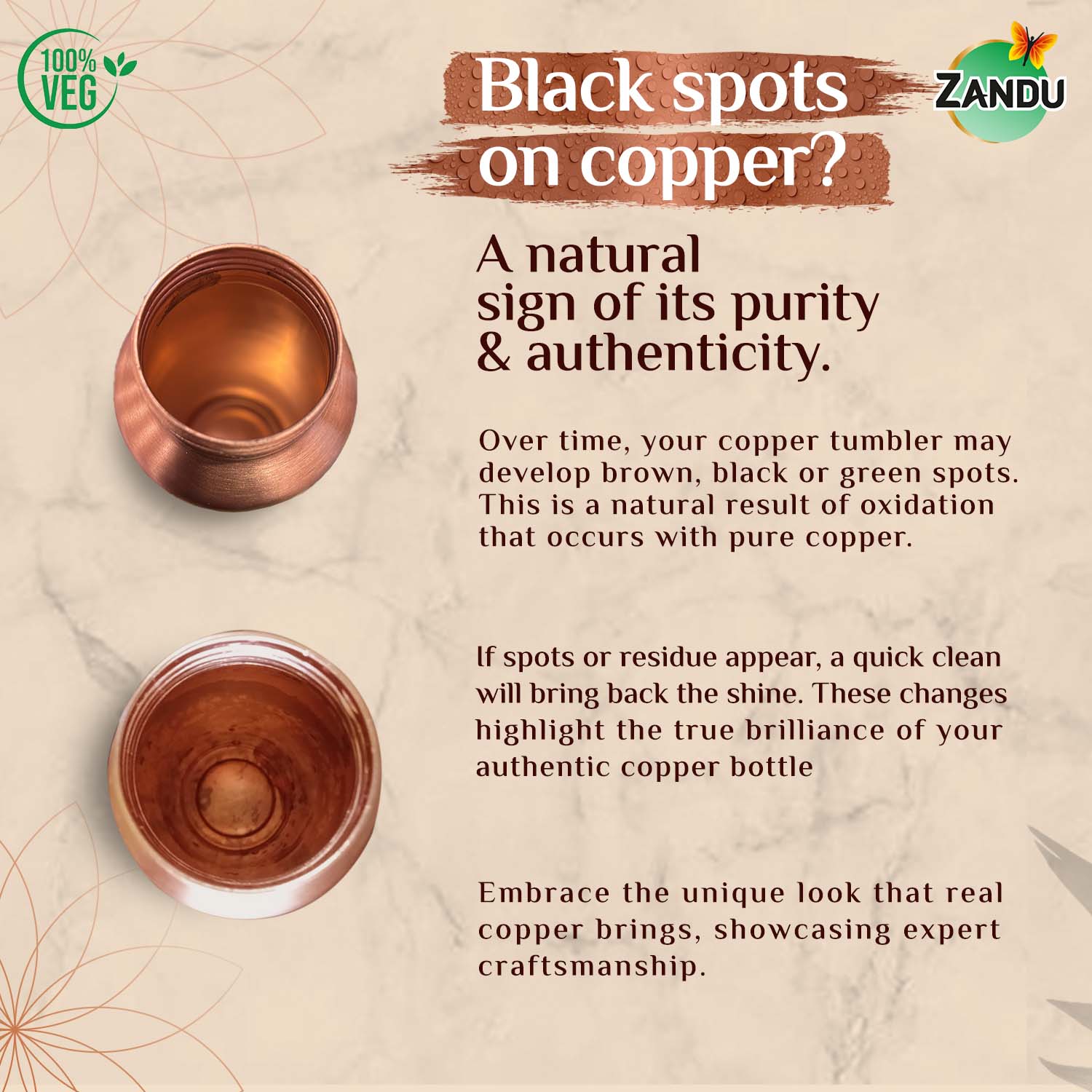 Zandu Copper Water Bottle - Image 5