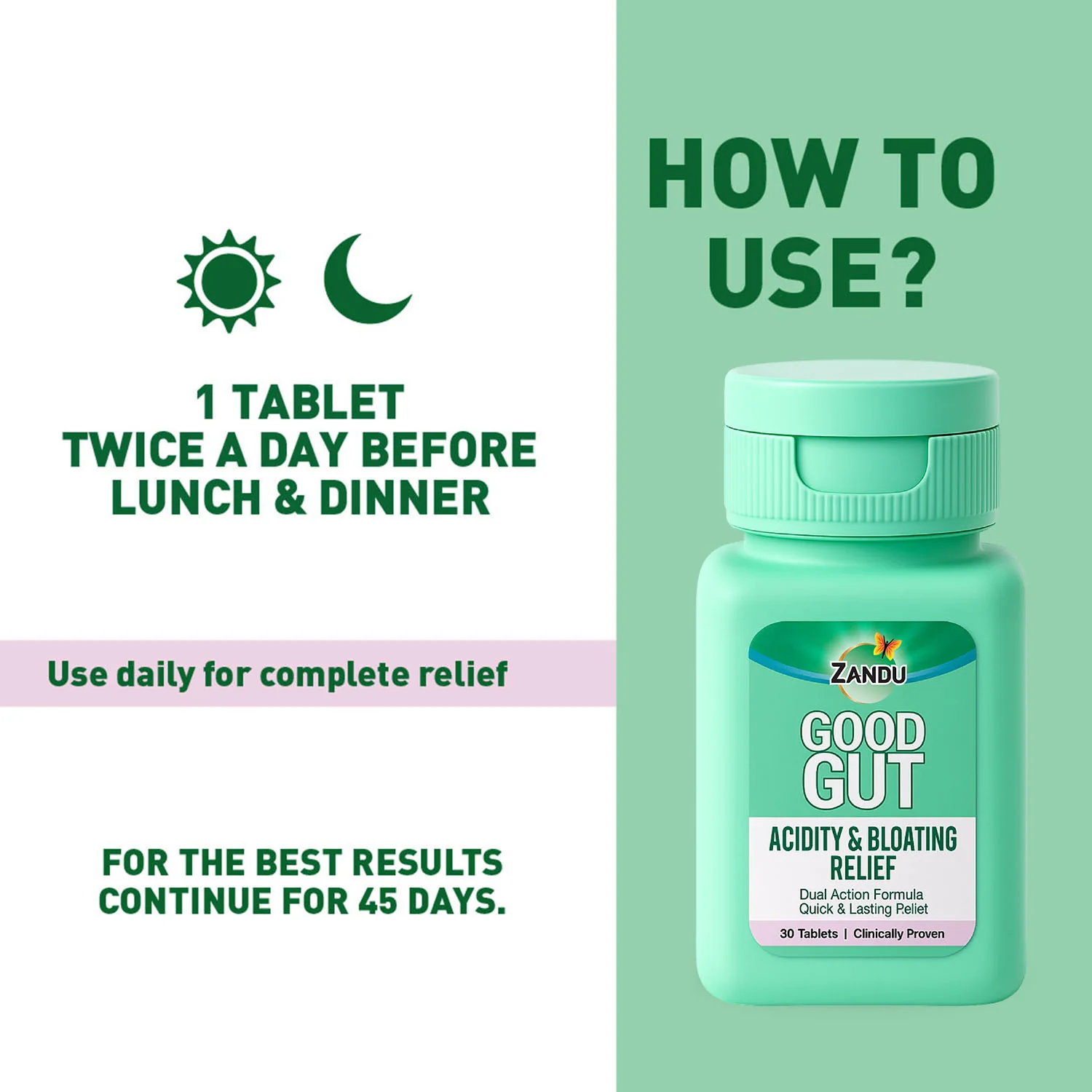 Zandu Good Gut Acidity & Bloating Relief Tablets - Image 7