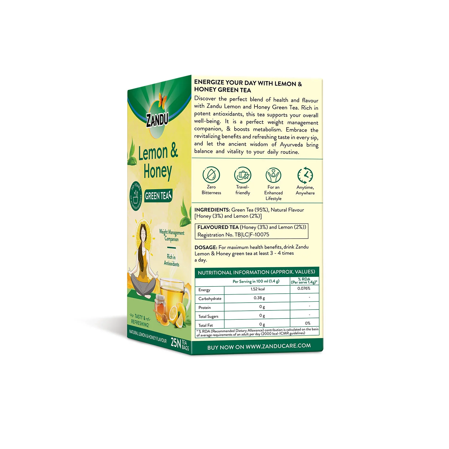 Zandu Lemon Honey Green Tea - Image 12