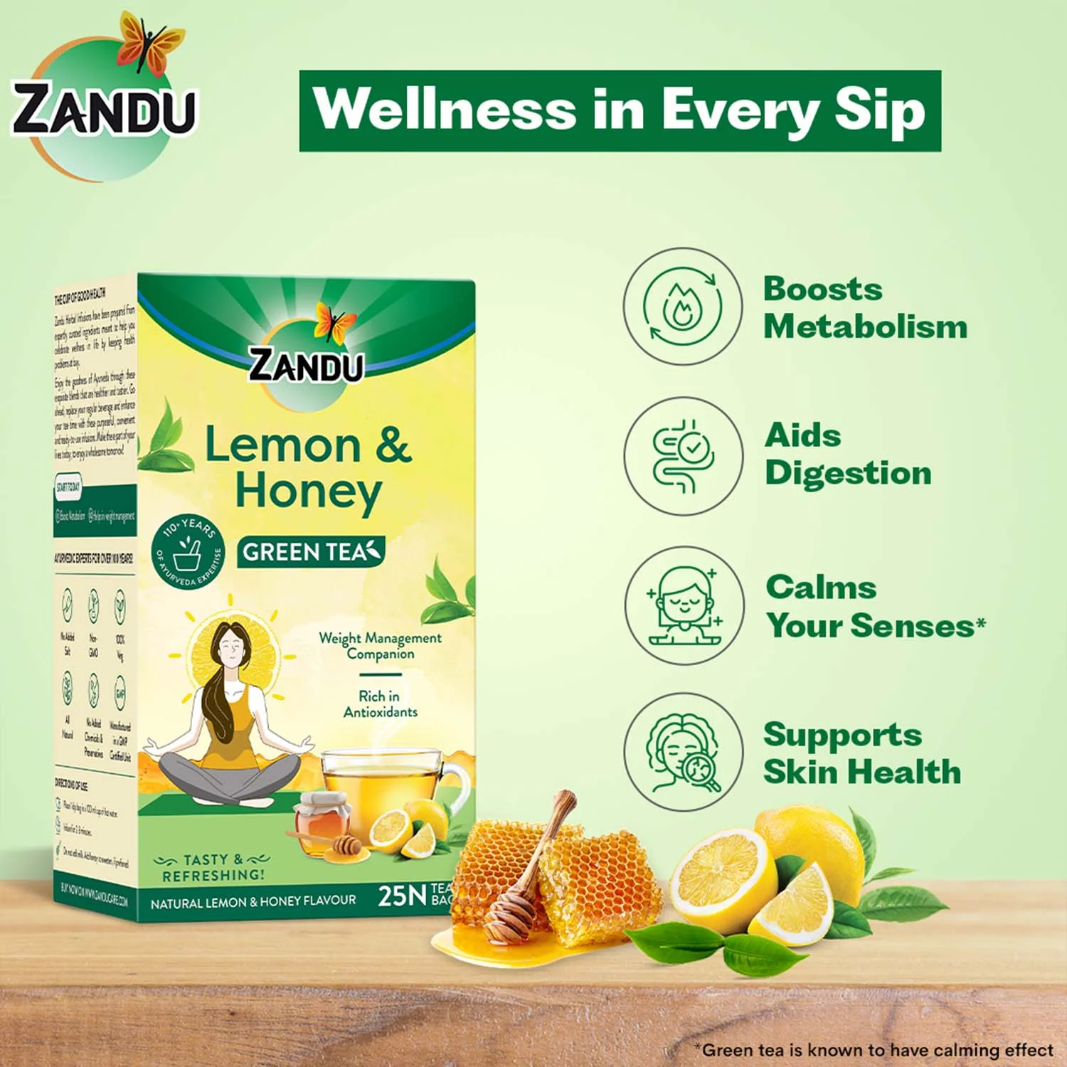 Zandu Lemon Honey Green Tea - Image 3