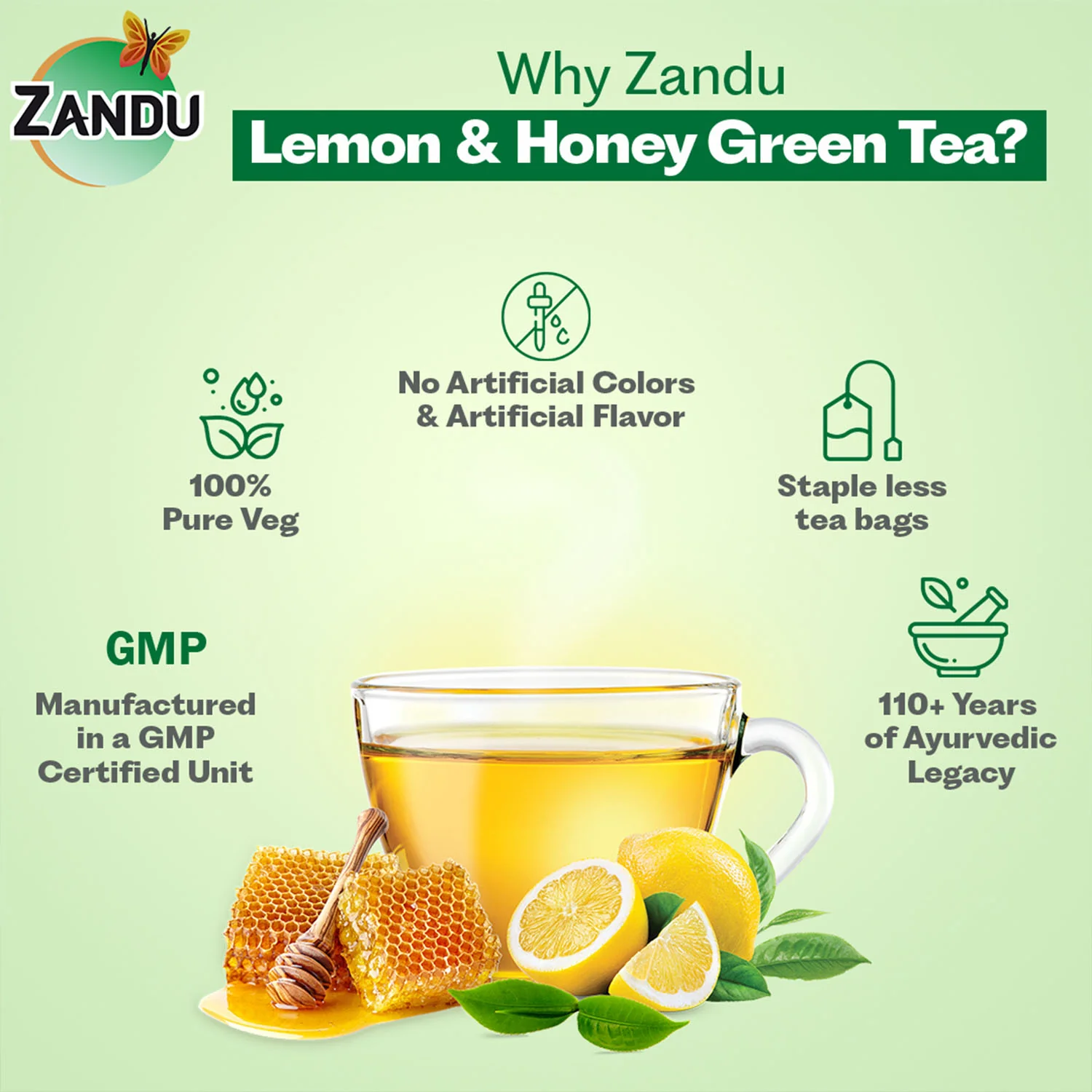 Zandu Lemon Honey Green Tea - Image 7