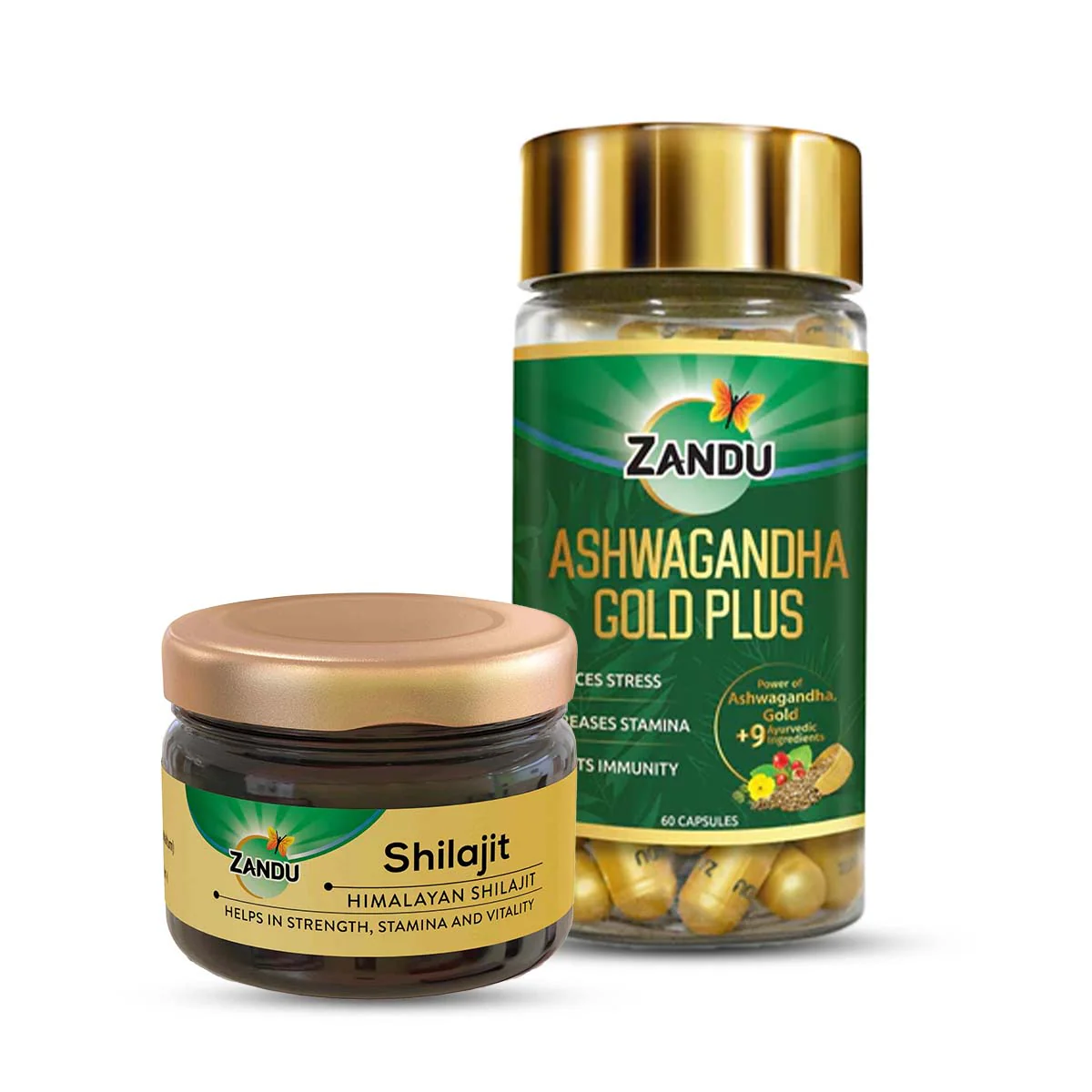 Zandu Himalayan Sheelajet Resin (20g) + Ashwa Gandha Gold Plus