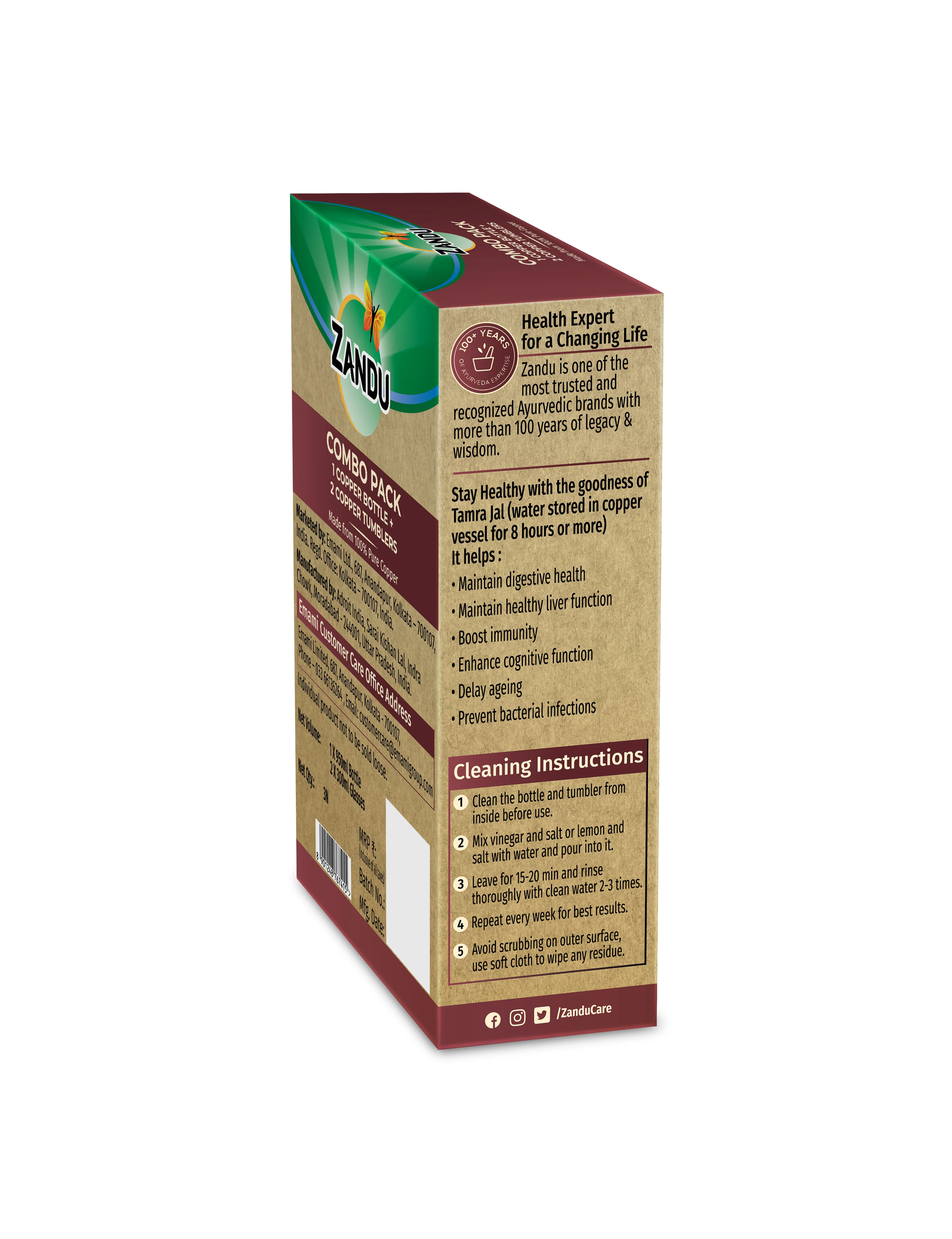 Zandu Copper Combo (Bottle + 2 Glasses) - Image 11