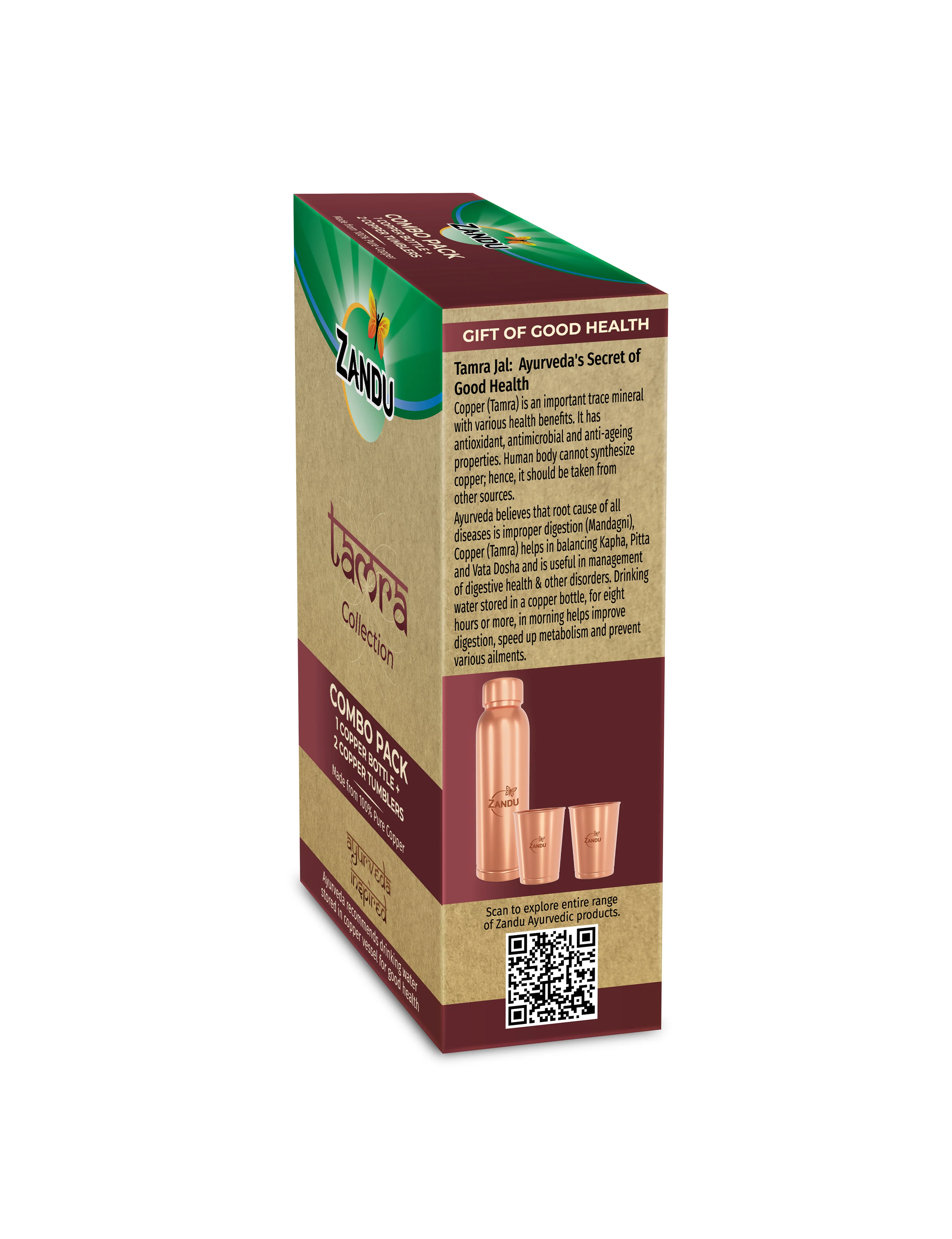 Zandu Copper Combo (Bottle + 2 Glasses) - Image 12