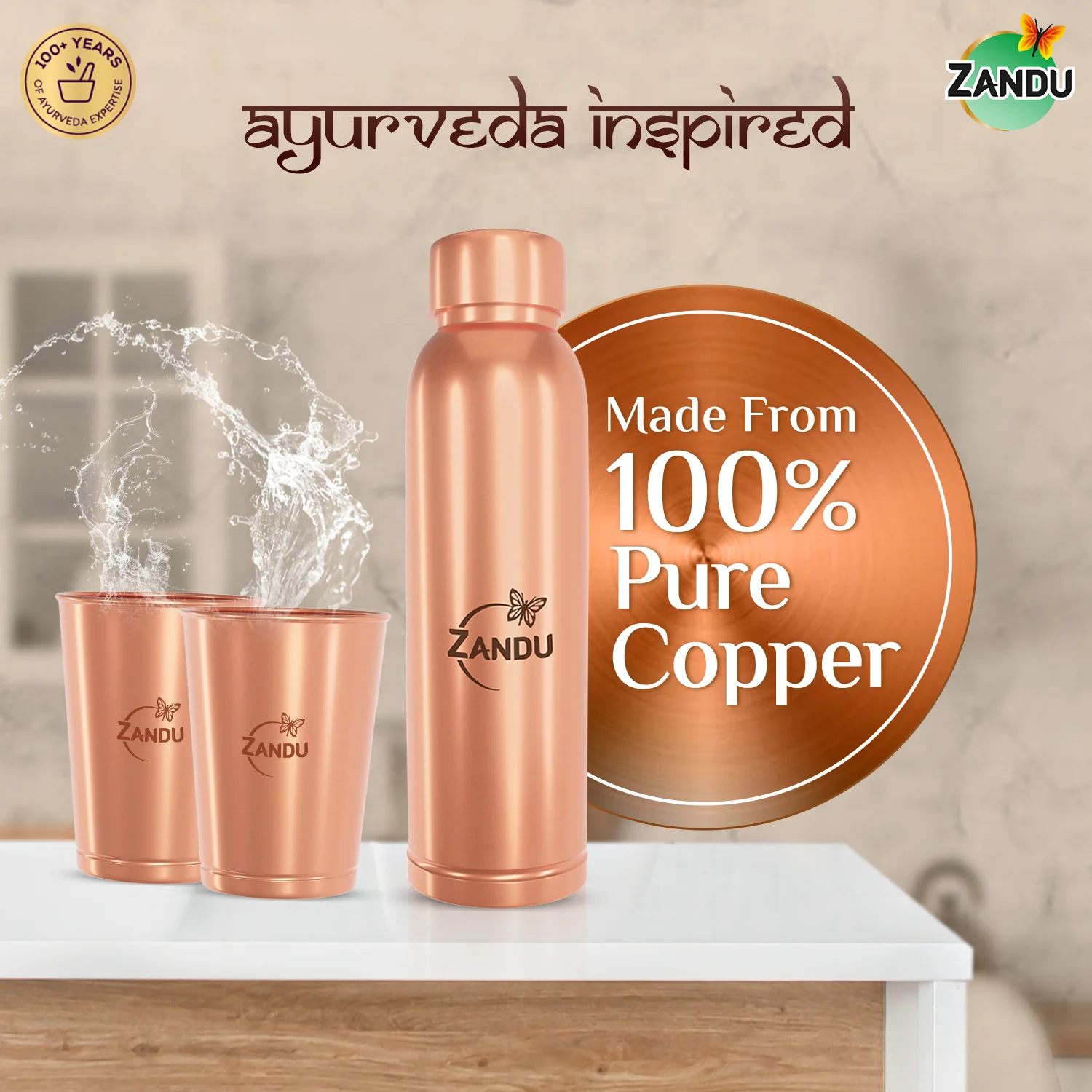 Zandu Copper Combo (Bottle + 2 Glasses) - Image 4