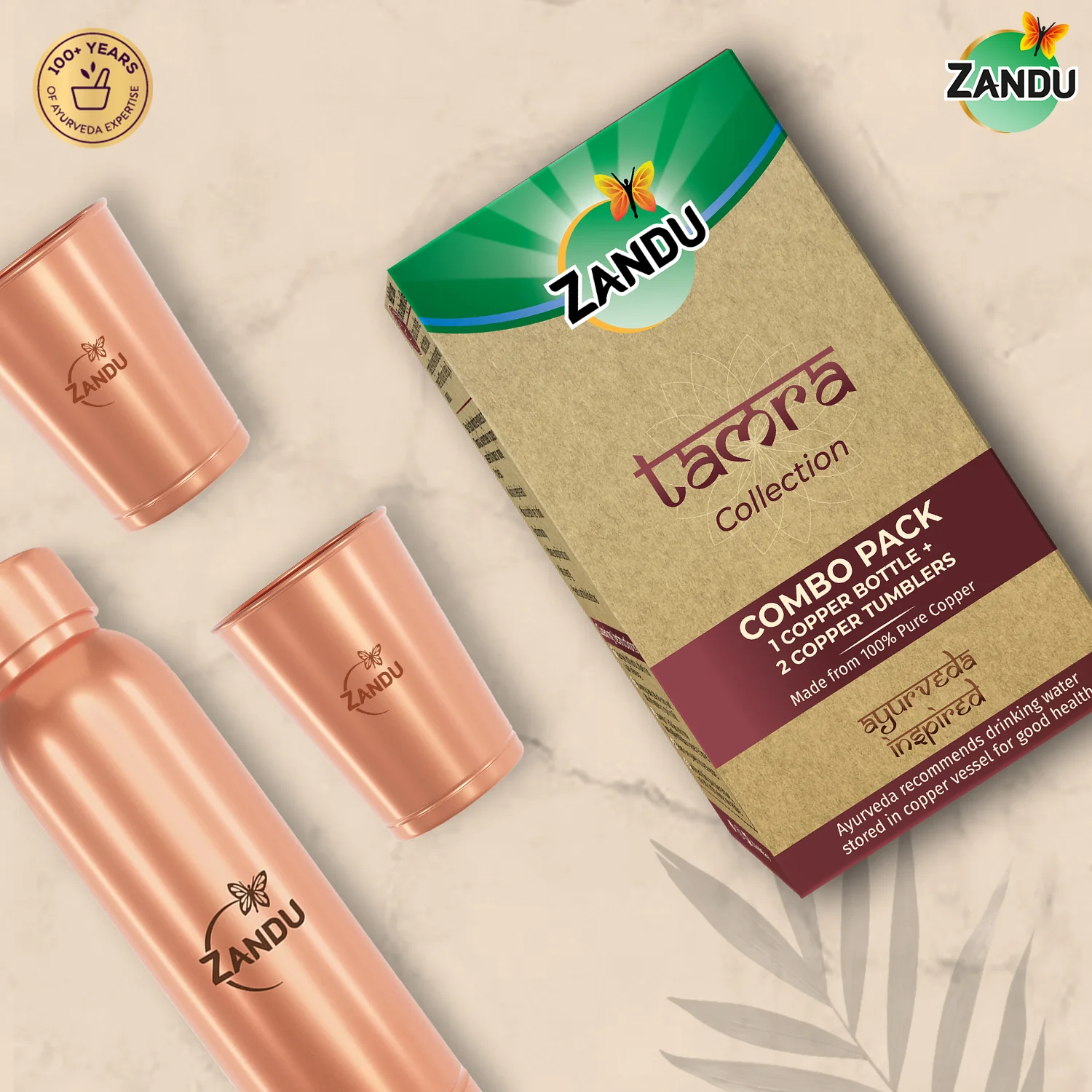 Zandu Copper Combo (Bottle + 2 Glasses) - Image 5