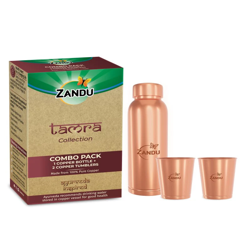 Zandu Copper Combo (Bottle + 2 Glasses) - Image 9