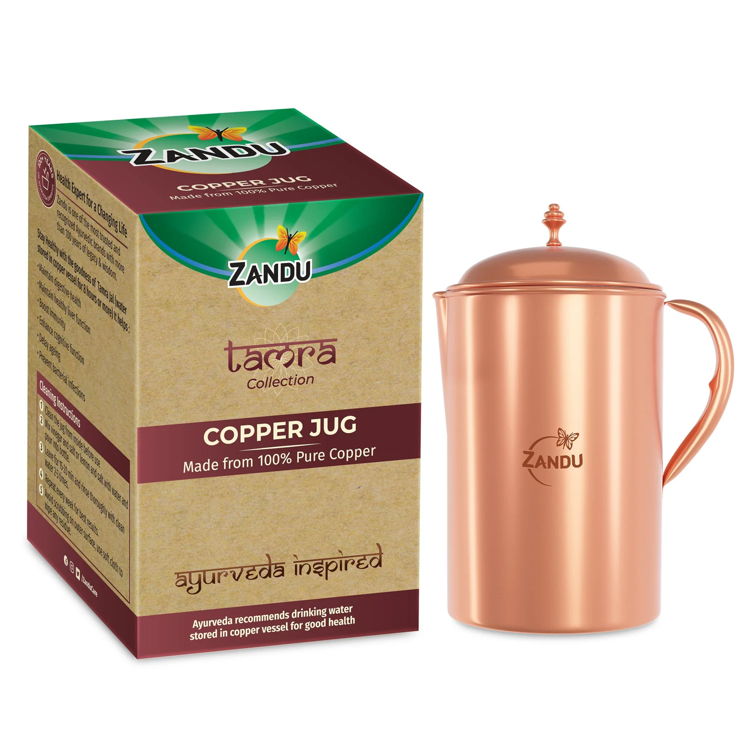 Zandu Copper Water Jug (2L) - Image 10