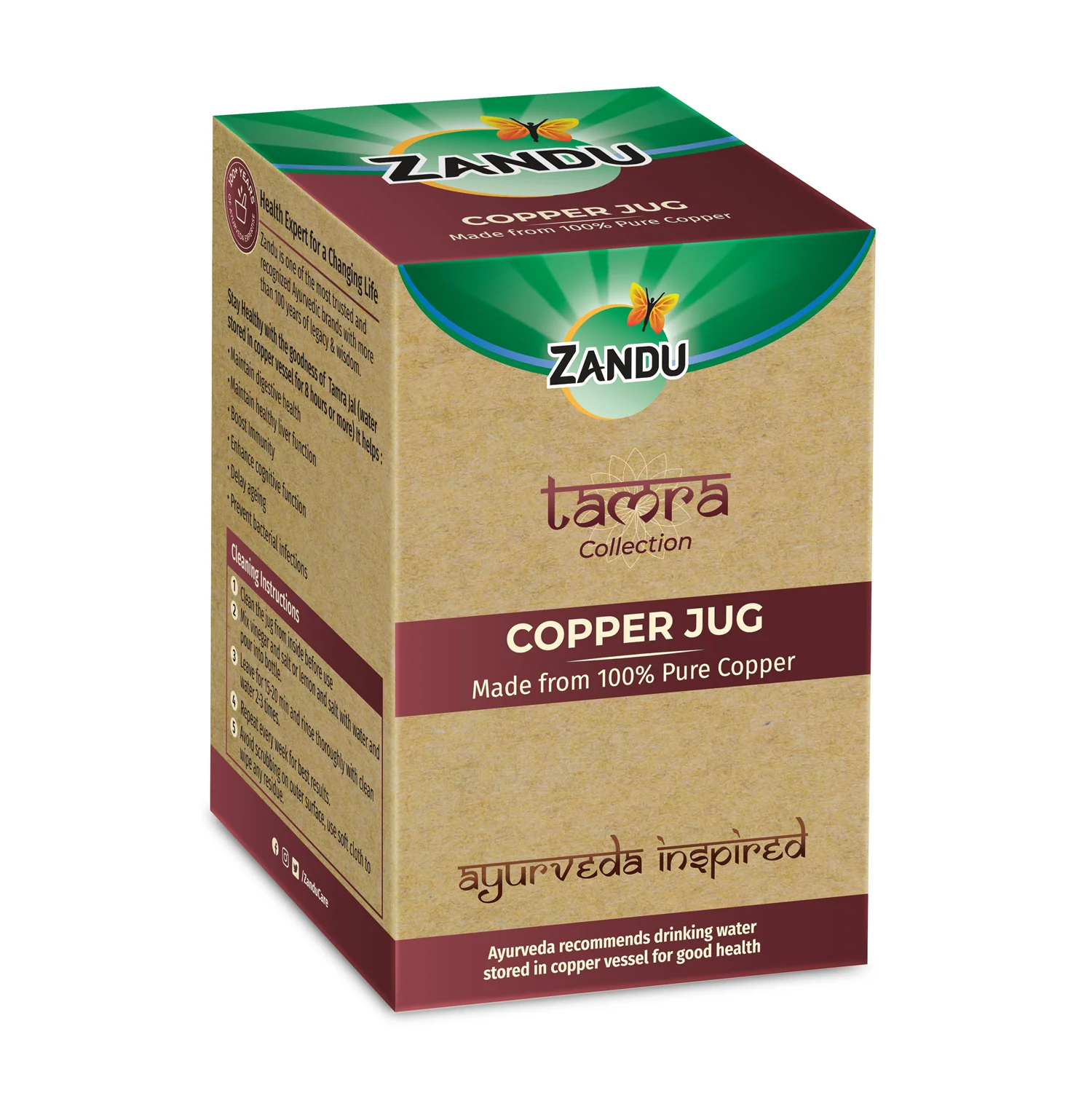 Zandu Copper Water Jug (2L) - Image 11