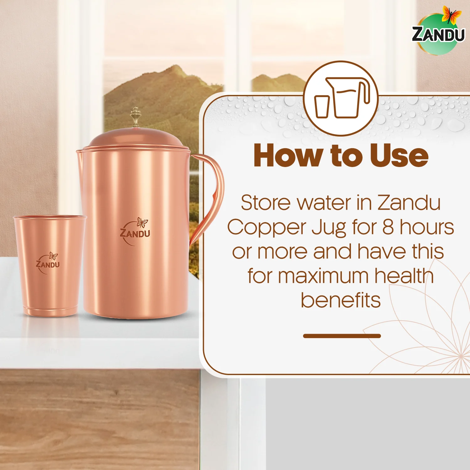 Zandu Copper Water Jug (2L) - Image 7