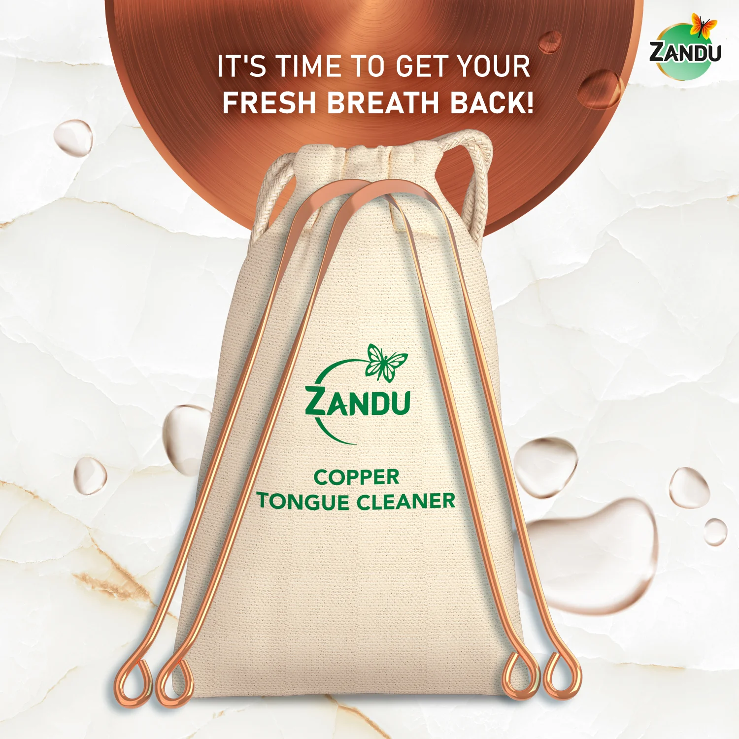 Zandu Copper Tongue Cleaner - Image 3