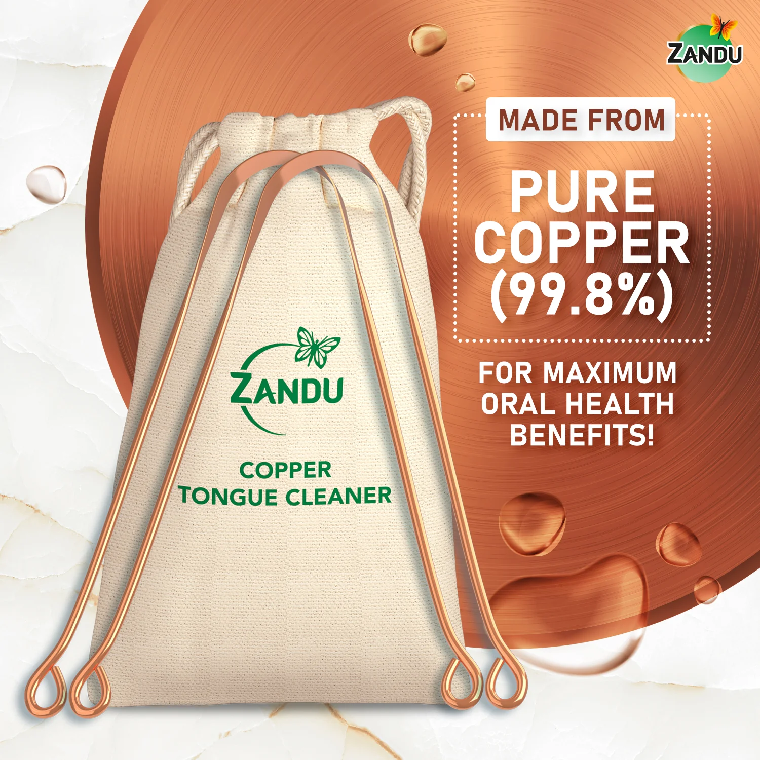 Zandu Copper Tongue Cleaner - Image 4