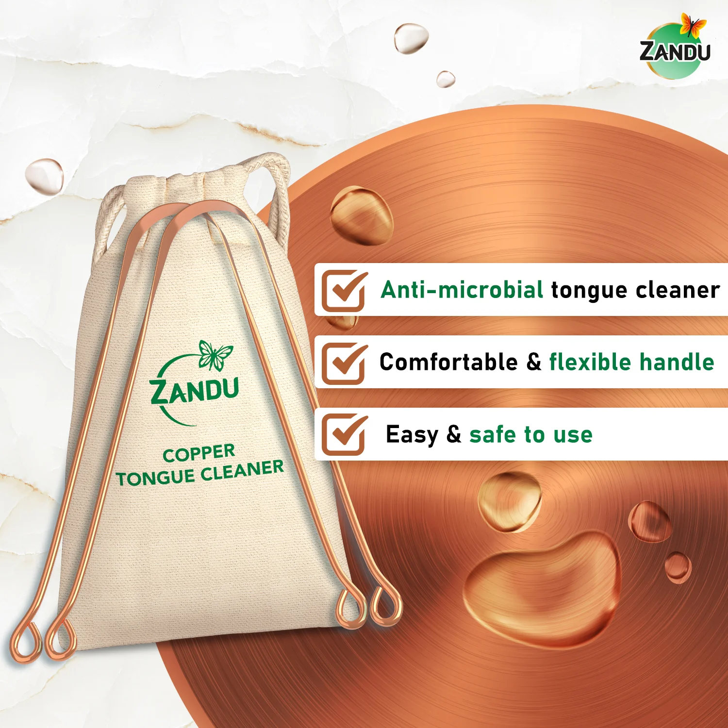 Zandu Copper Tongue Cleaner - Image 5