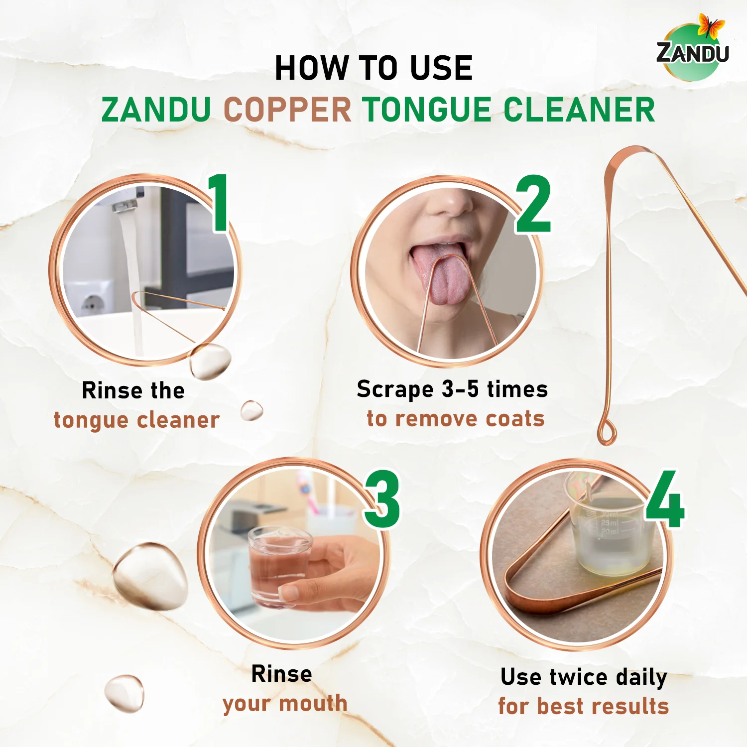 Zandu Copper Tongue Cleaner - Image 7