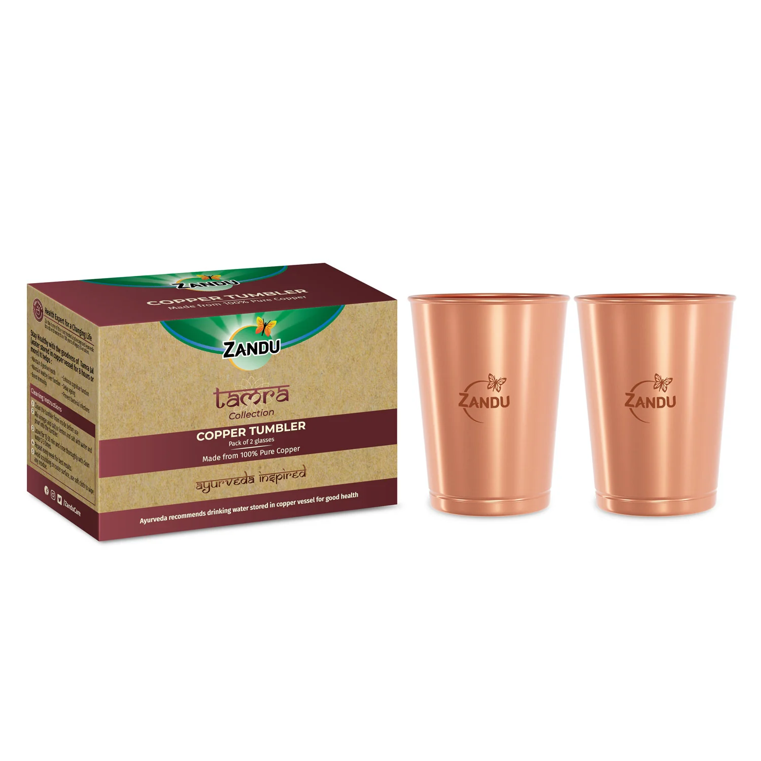 Zandu Copper Glasses (2 Tumblers) - Image 5