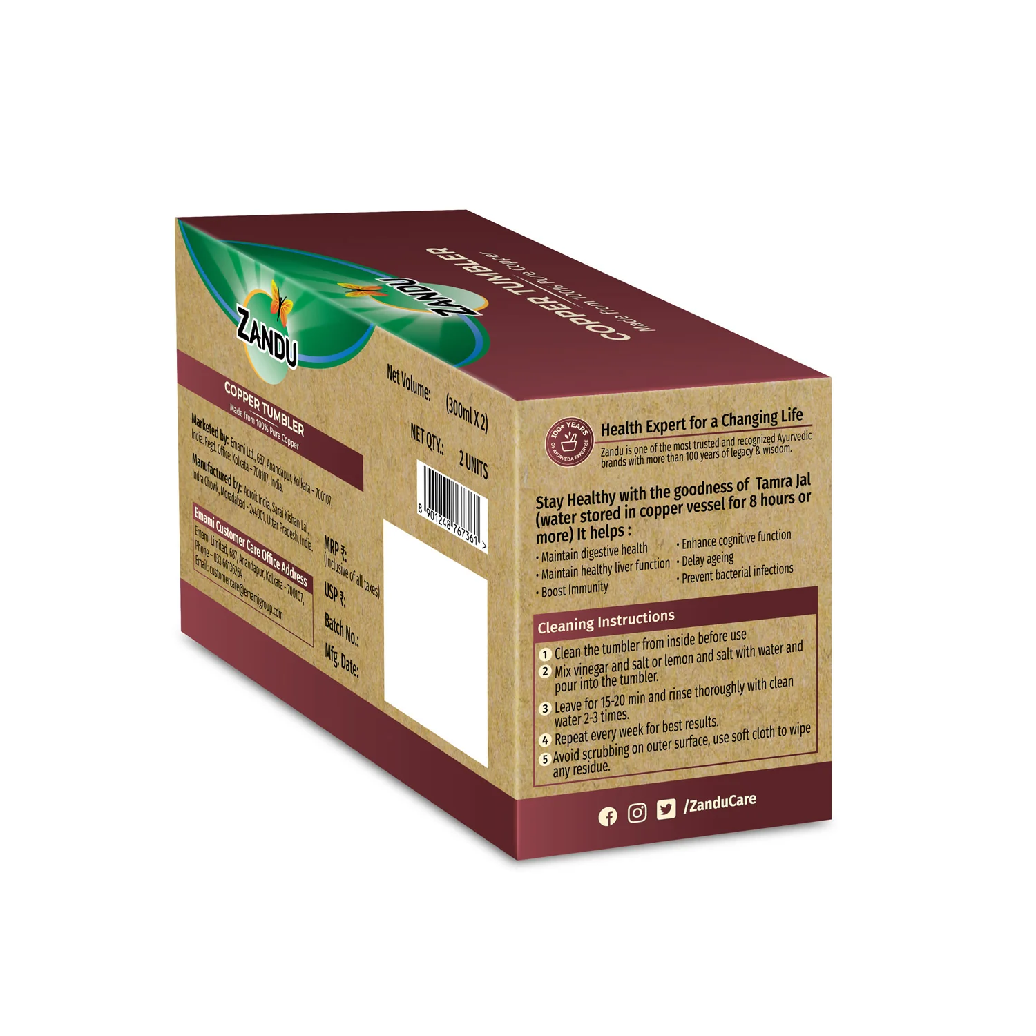 Zandu Copper Glasses (2 Tumblers) - Image 9