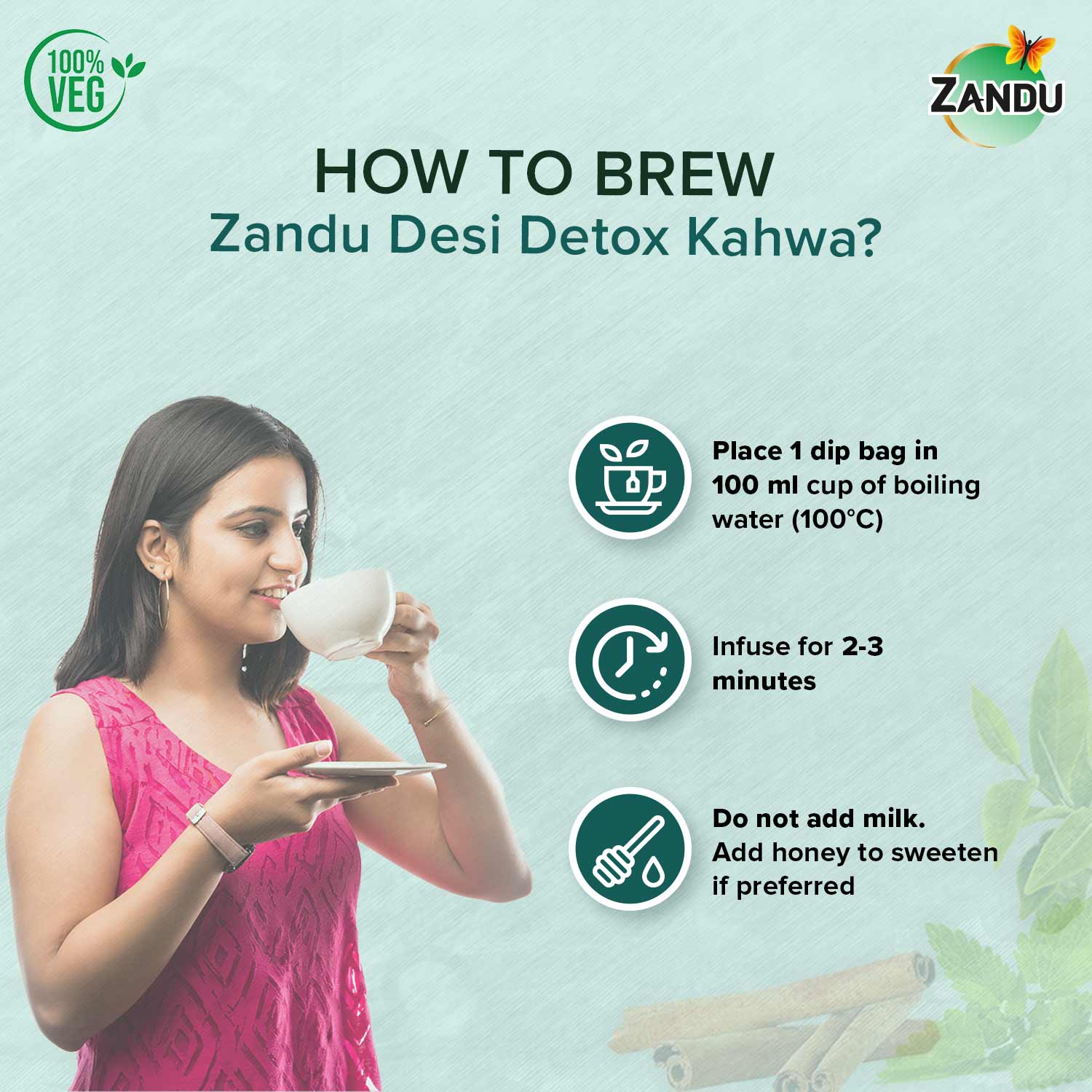 Zandu Desi Detox Kahwa Tea - Image 5