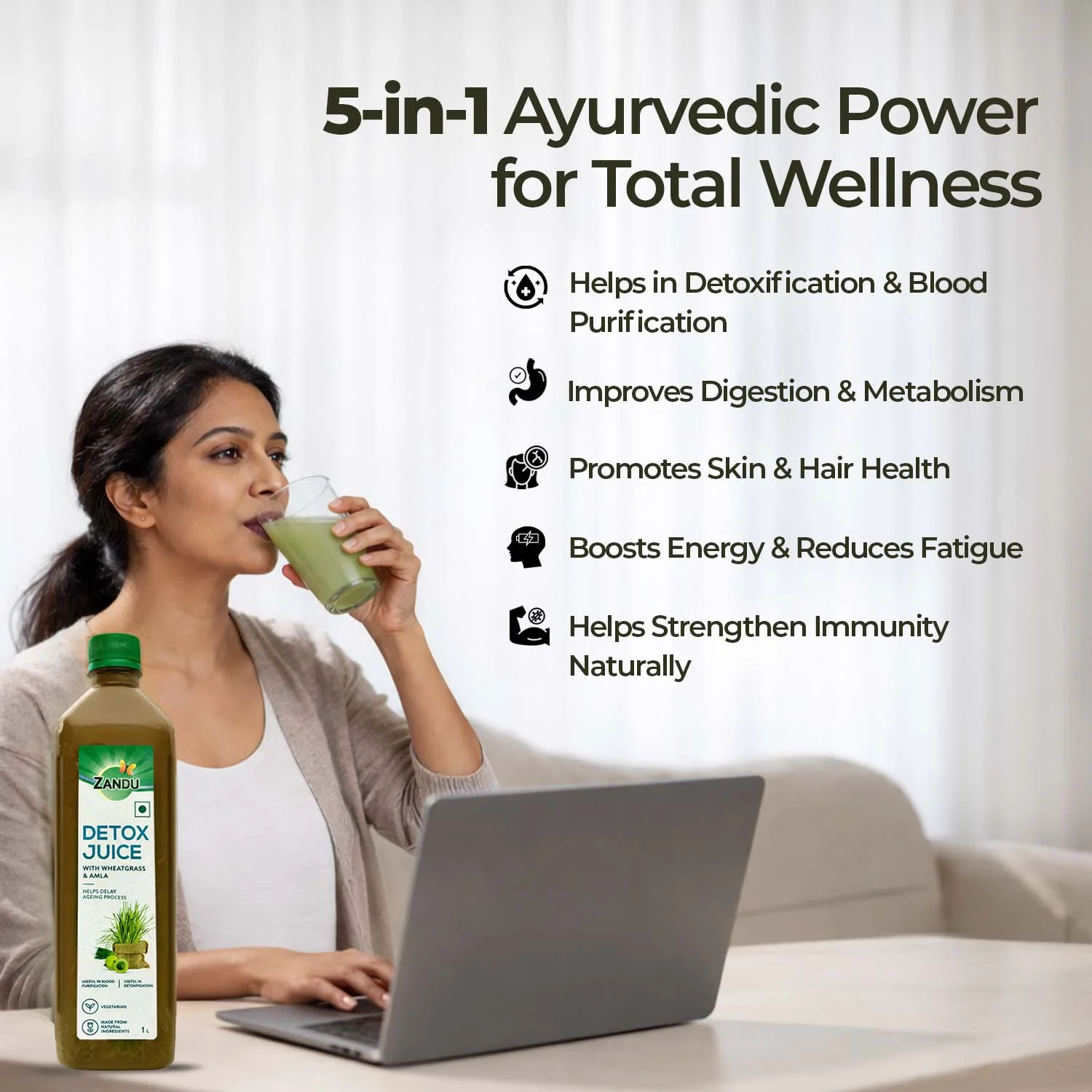 Zandu Full Body Detox Juice (Wheatgrass & Amla) - Image 4