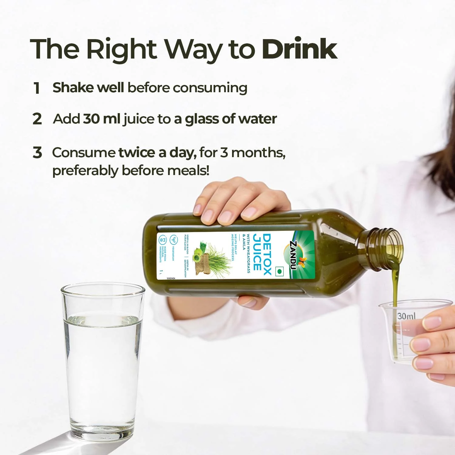 Zandu Full Body Detox Juice (Wheatgrass & Amla) - Image 6