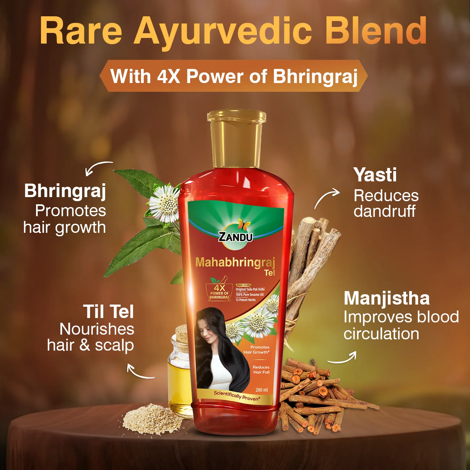 Zandu Mahabhringraj Hair Oil (200ml) - Image 4