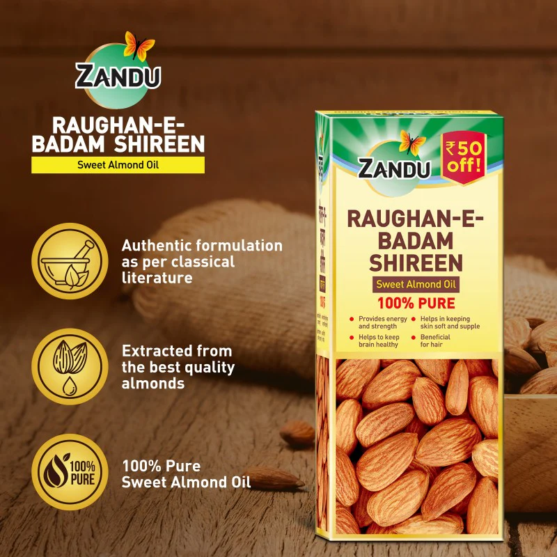 Zandu Raughan E Badam Shireen Sweet Almond Oil - Image 3