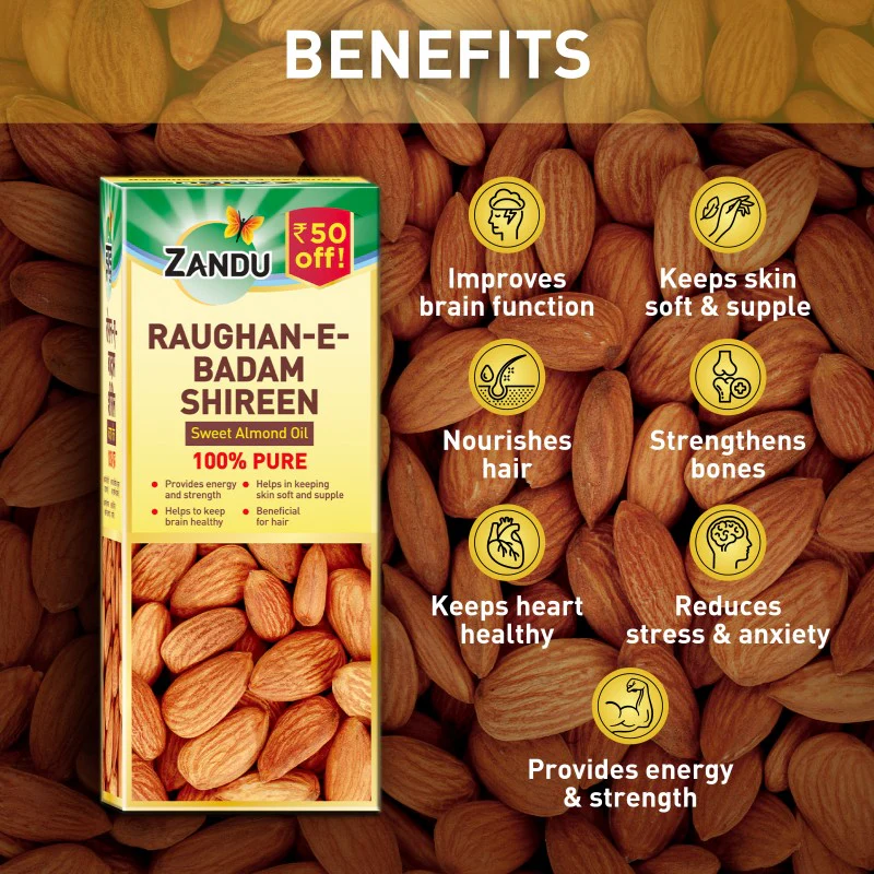 Zandu Raughan E Badam Shireen Sweet Almond Oil - Image 4