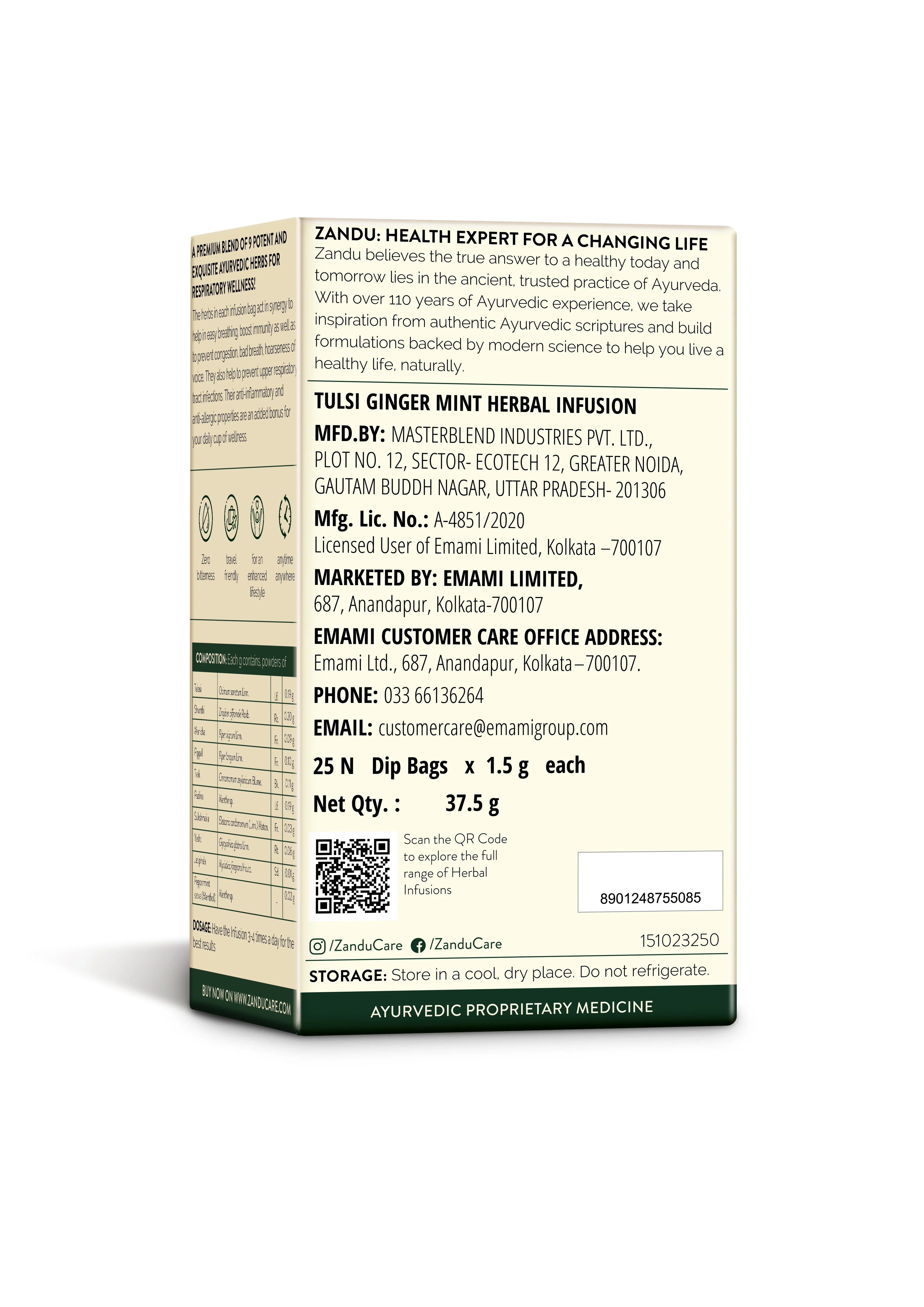 Zandu Tulsi Ginger Mint Tea - Cold & Cough Relief - Image 10