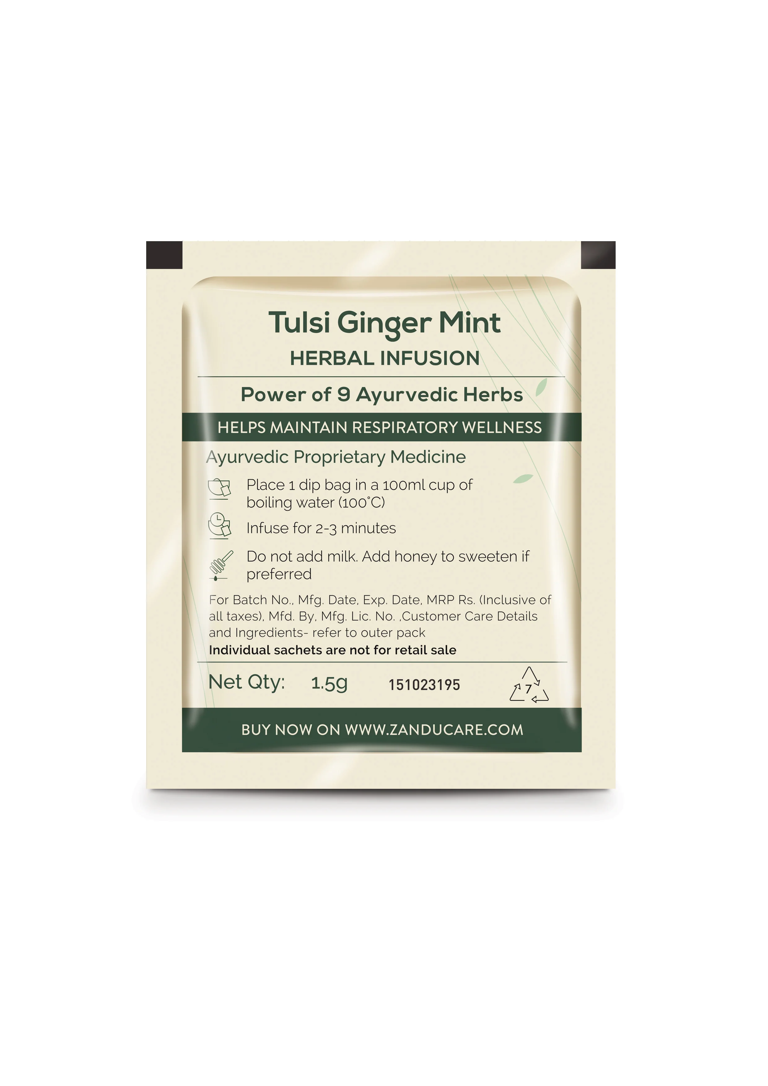 Zandu Tulsi Ginger Mint Tea - Cold & Cough Relief - Image 7