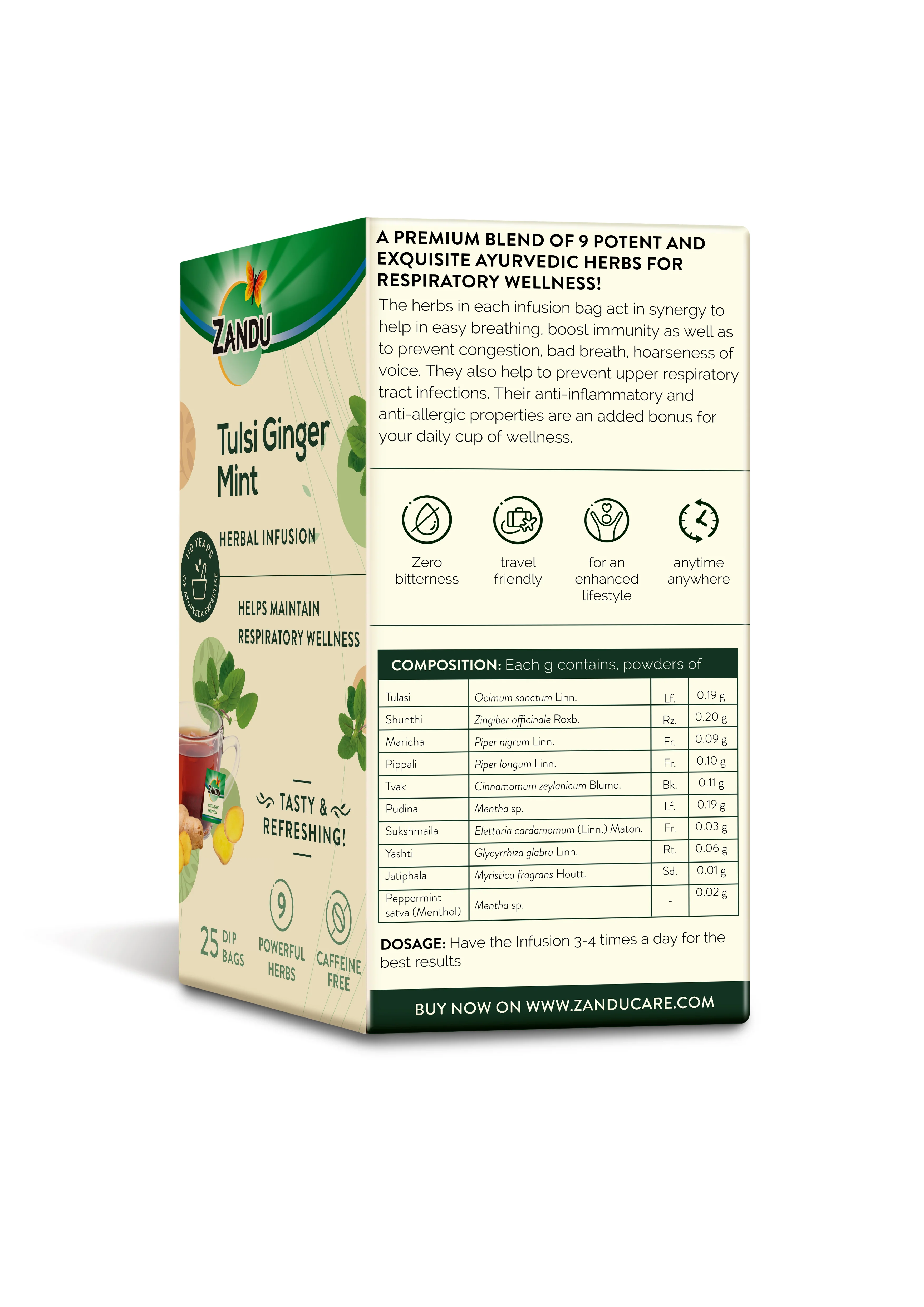 Zandu Tulsi Ginger Mint Tea - Cold & Cough Relief - Image 8