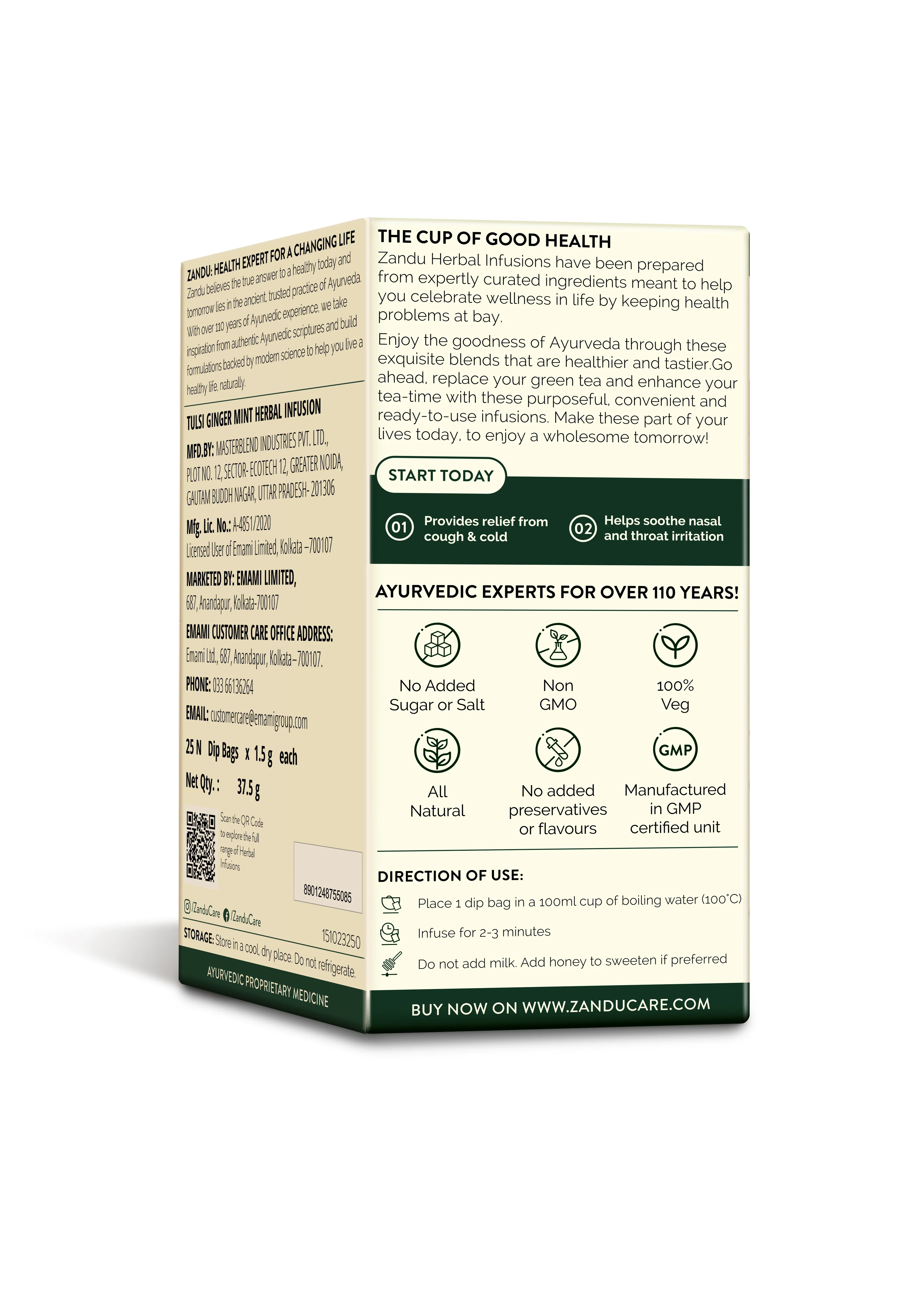 Zandu Tulsi Ginger Mint Tea - Cold & Cough Relief - Image 9