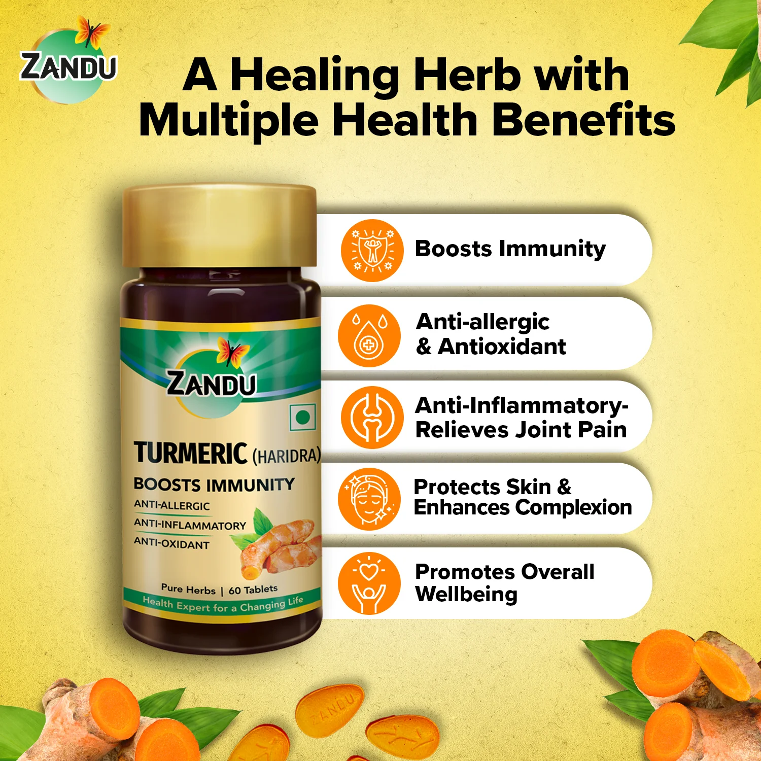 Zandu Turmeric Tablets for Immunity & Inflammation Relief - Image 3