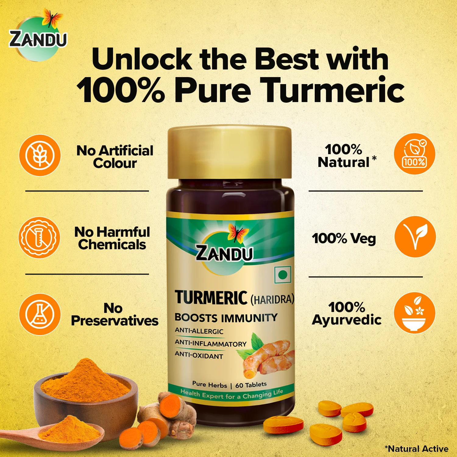 Zandu Turmeric Tablets for Immunity & Inflammation Relief - Image 4