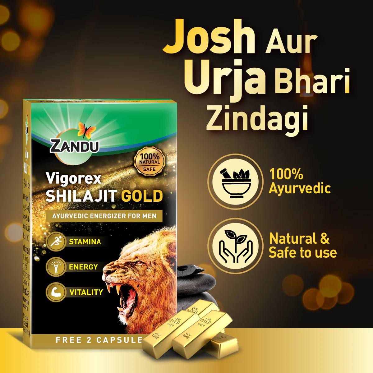 Zandu Vigorex Shilajit Gold (2 Caps Free) - Image 3